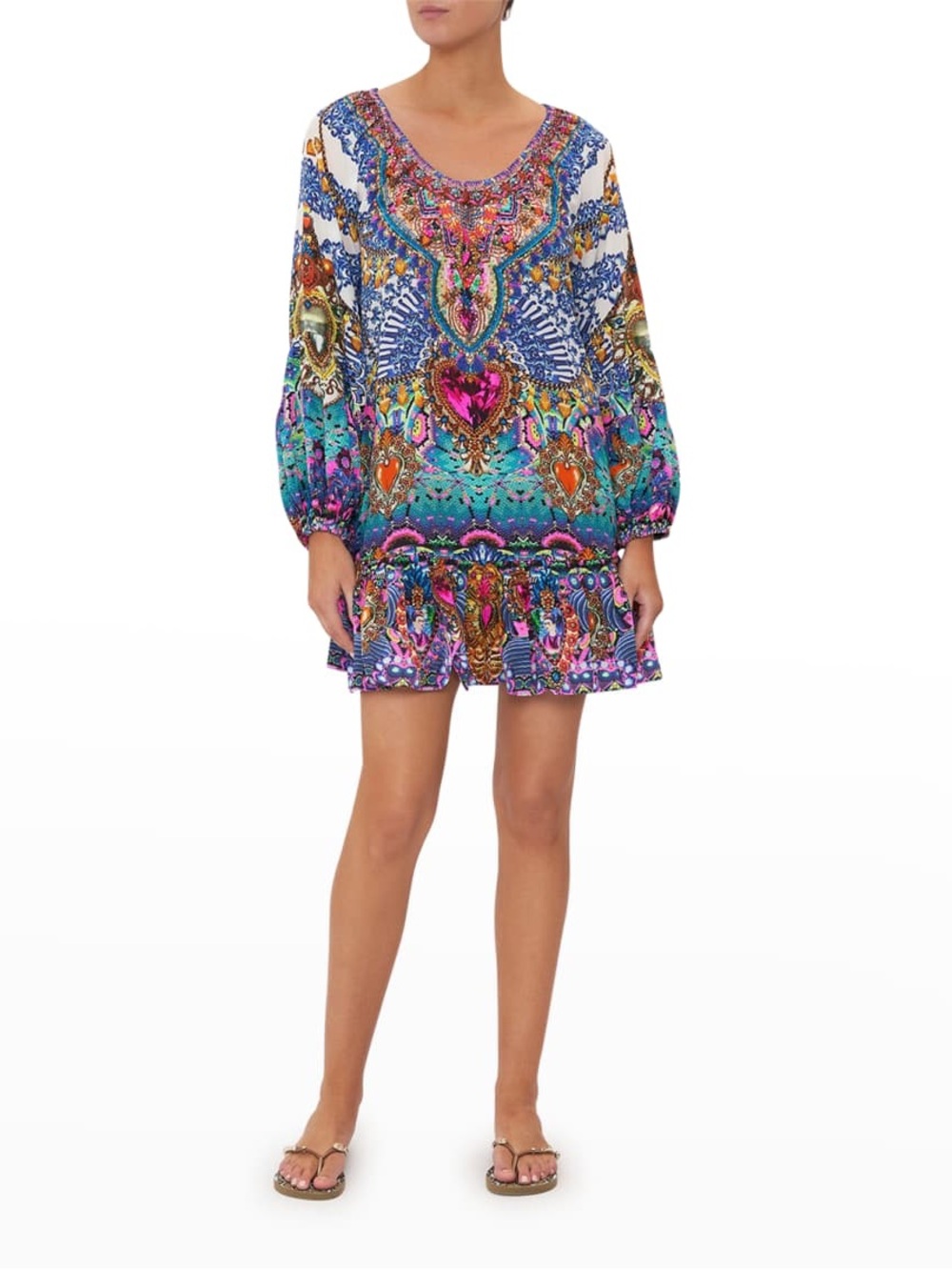 Camilla Lucky Charms Short SolCaftan Multicolor Printed Swim Coverup Tunic Dress